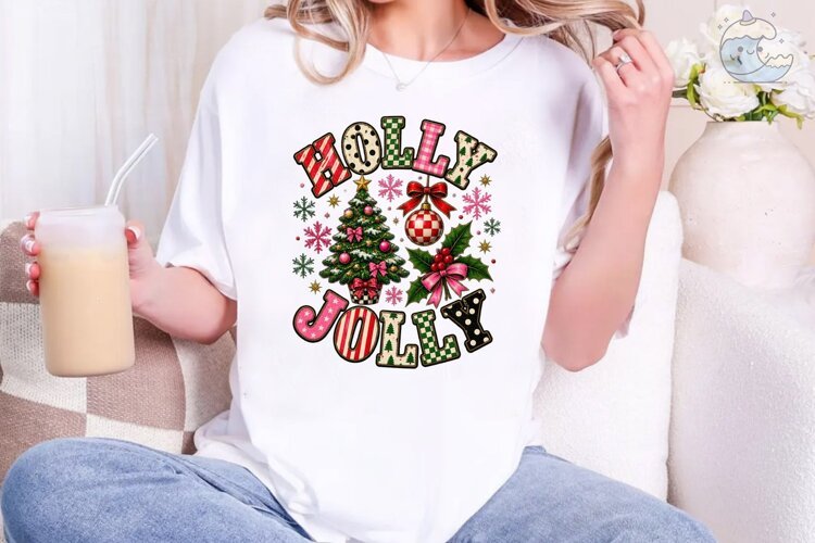 Holly Jolly Christmas PNG Sublimation De example image 1
