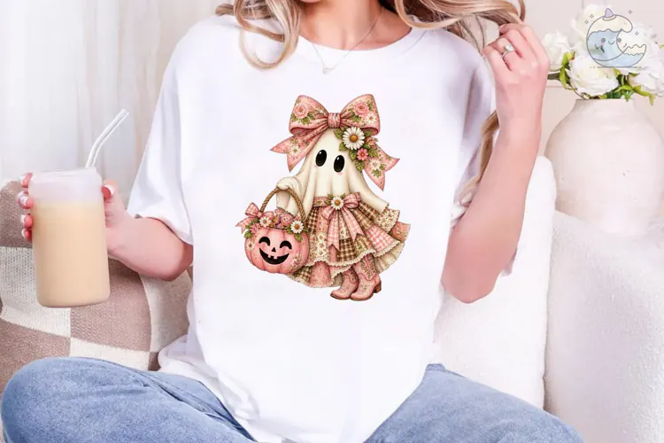 Floral Ghost Girl PNG Sublimation Shirt