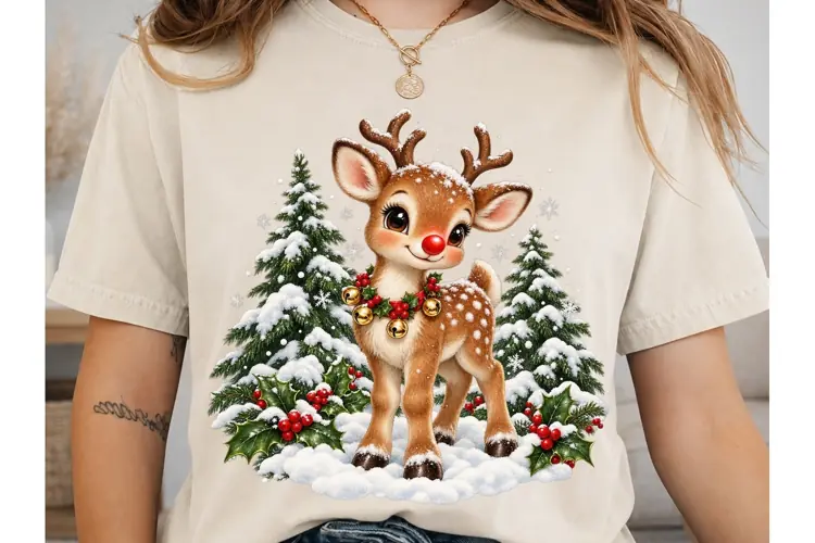 Cute Reindeer Christmas PNG Sublimation