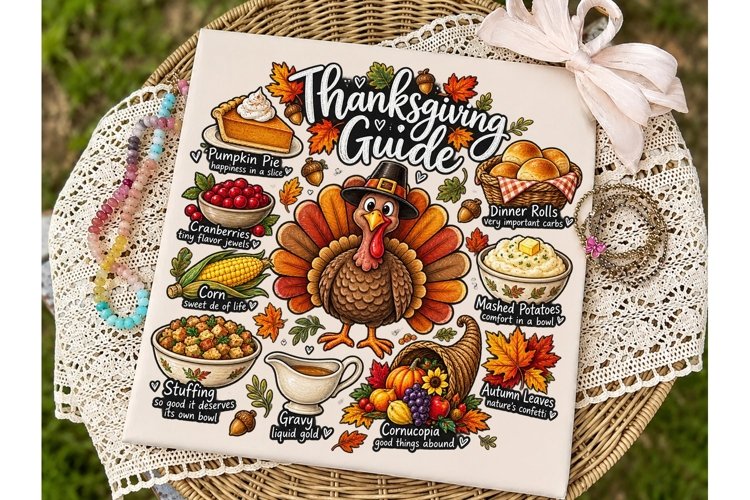 Thanksgiving Guide PNG Sublimation Desig example image 1