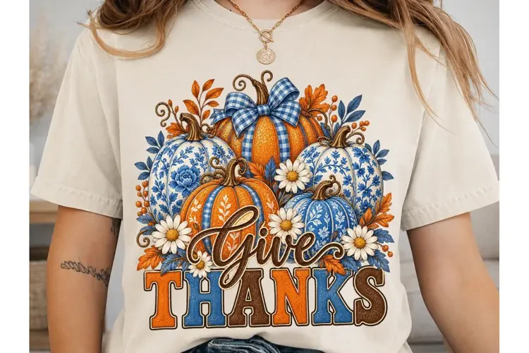 Give Thanks Pumpkin PNG Sublimation Shir