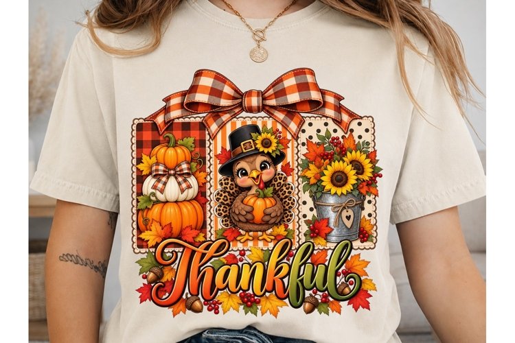 Thankful Turkey Pumpkin PNG Sublimation example image 1