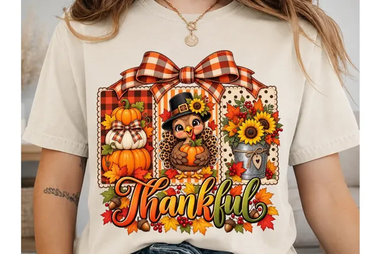 Thankful Turkey Pumpkin PNG Sublimation