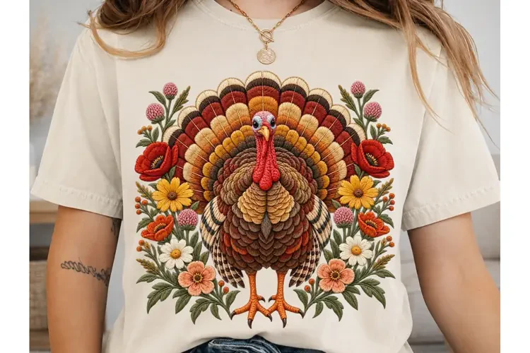 Thanksgiving Turkey Floral PNG Sublimati