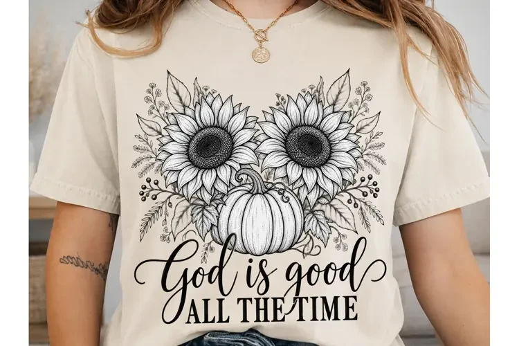 God is Good Sunflower Pumpkin PNG Shirt