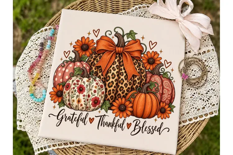 Grateful Thankful Blessed Pumpkin PNG Sh