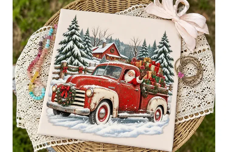 Santa Truck Christmas PNG Sublimation De