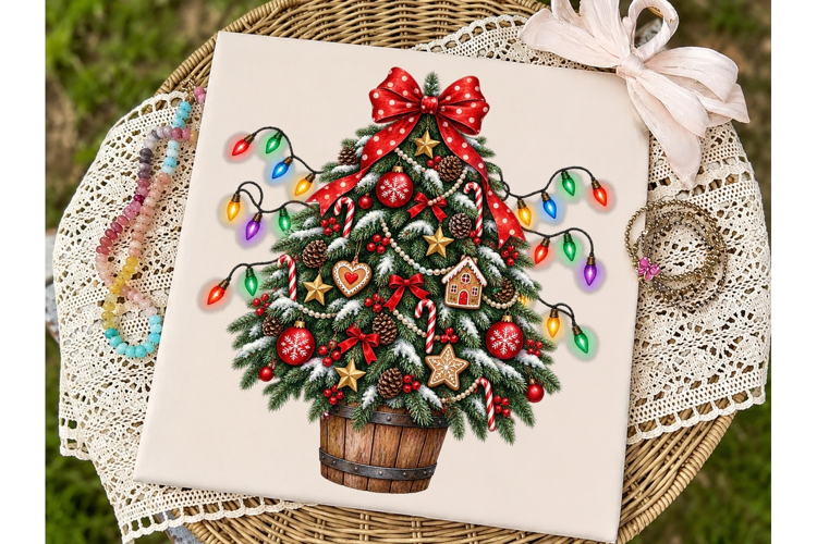 Christmas Tree Basket PNG Sublimation De
