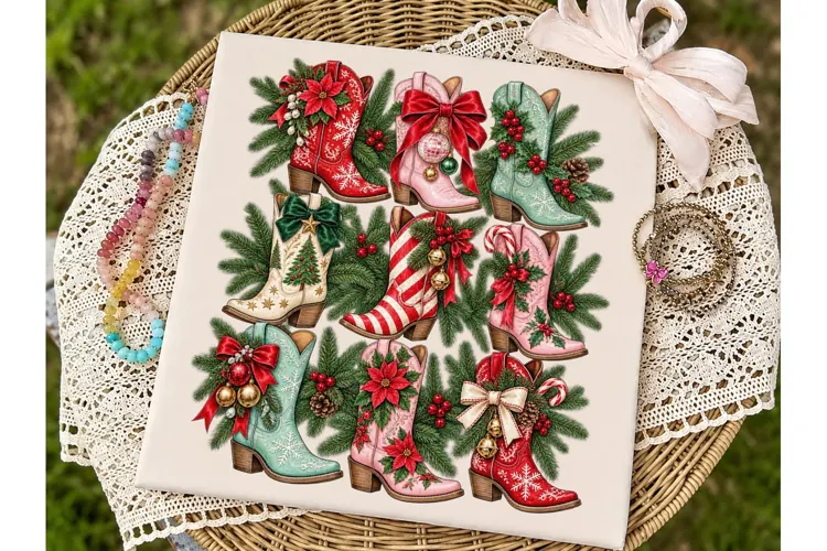 Cowboy Boots Christmas PNG Sublimation D