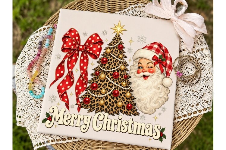 Leopard Christmas PNG Sublimation Design example image 1
