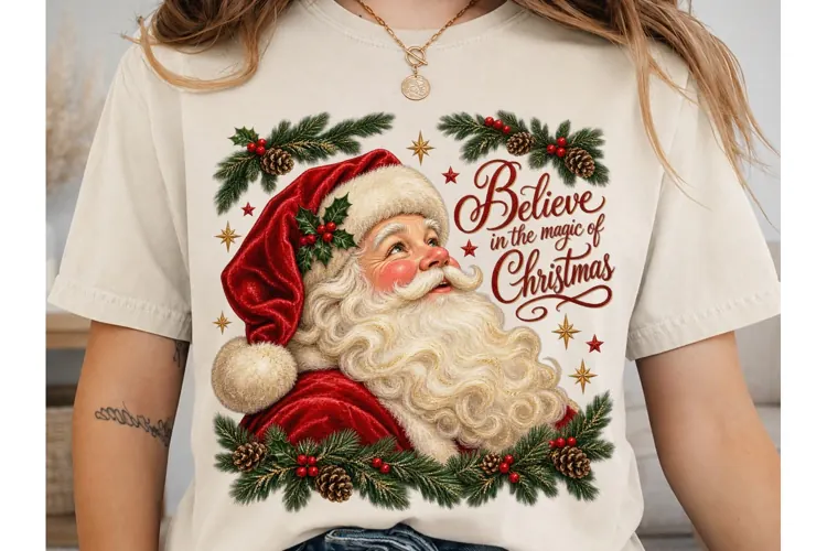 Believe in Christmas Magic Santa PNG Shi