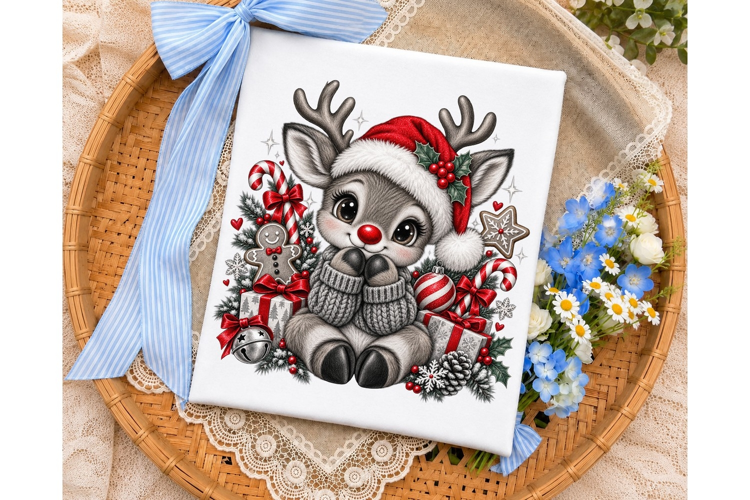 Cute Reindeer Christmas PNG Sublimation