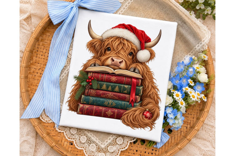 Highland Cow Christmas PNG Shirt Design