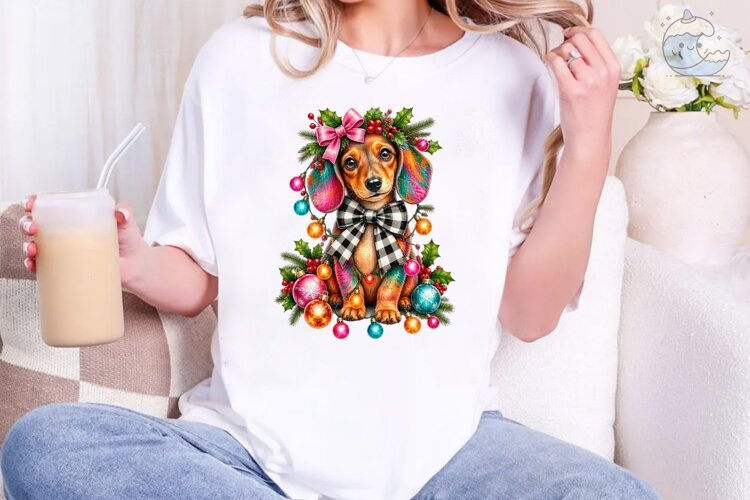 Festive Dachshund PNG Sublimation Design example image 1