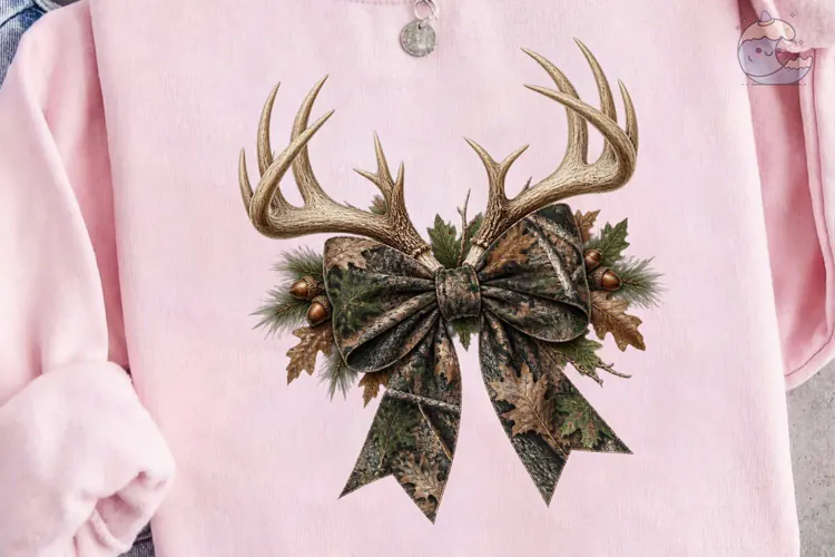Deer Antlers Bow PNG Sublimation Design