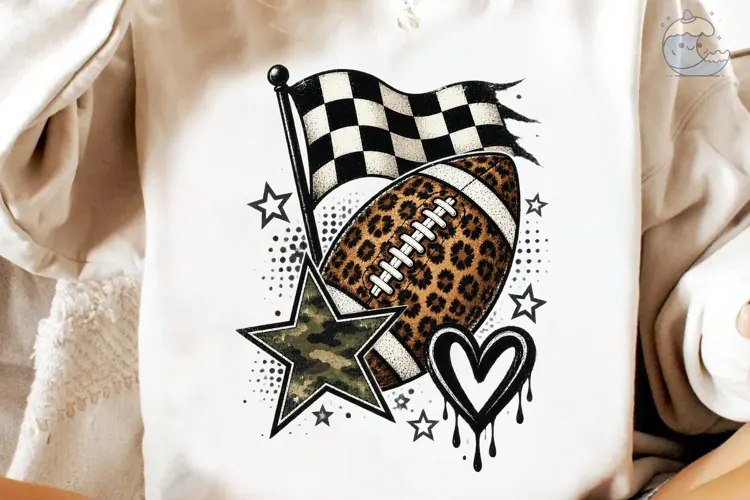 Football Leopard Heart Flag PNG Sublimat