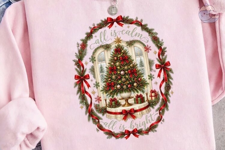 All Is Calm Christmas PNG Sublimation De example image 1