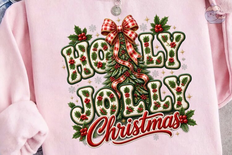Holly Jolly Christmas PNG Sublimation De example image 1