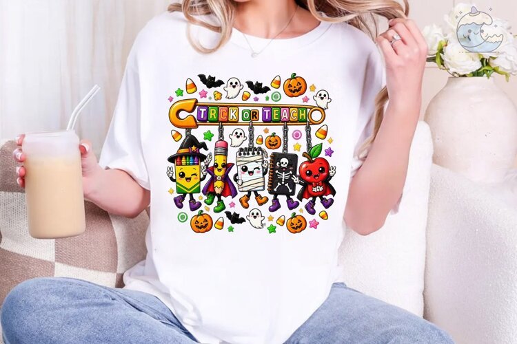 Trick or Teach Halloween PNG Sublimation example image 1