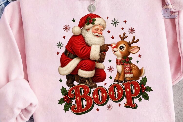 Christmas Santa Reindeer Boop PNG Sublim example image 1
