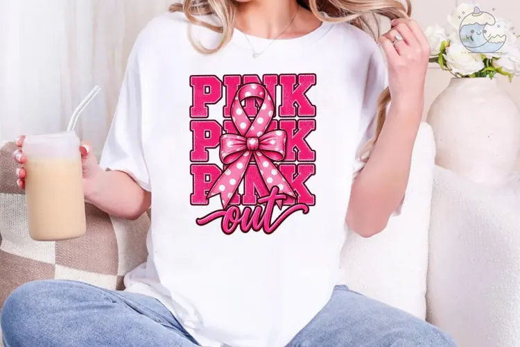 Pink Ribbon Bow PNG Sublimation Shirt De