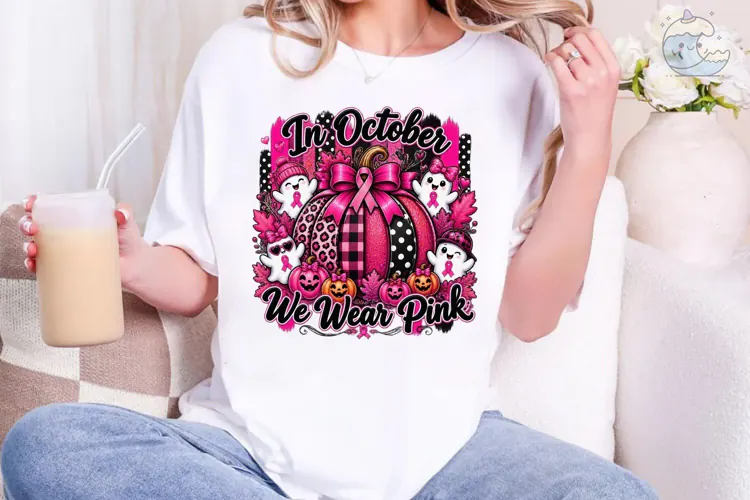 In October We Wear Pink PNG Sublimation