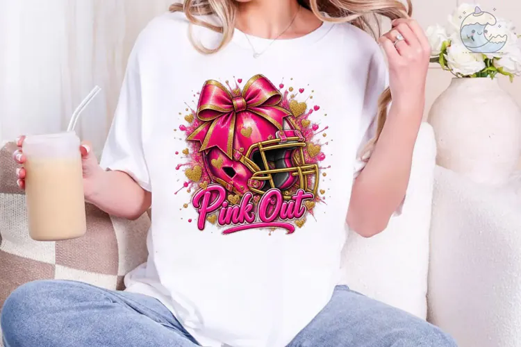Pink Out Football PNG Sublimation Design