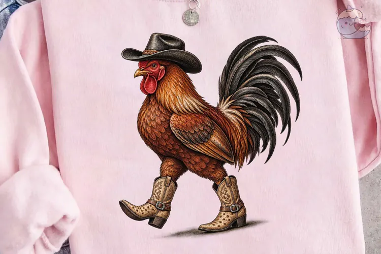 Cowboy Rooster PNG Shirt Design