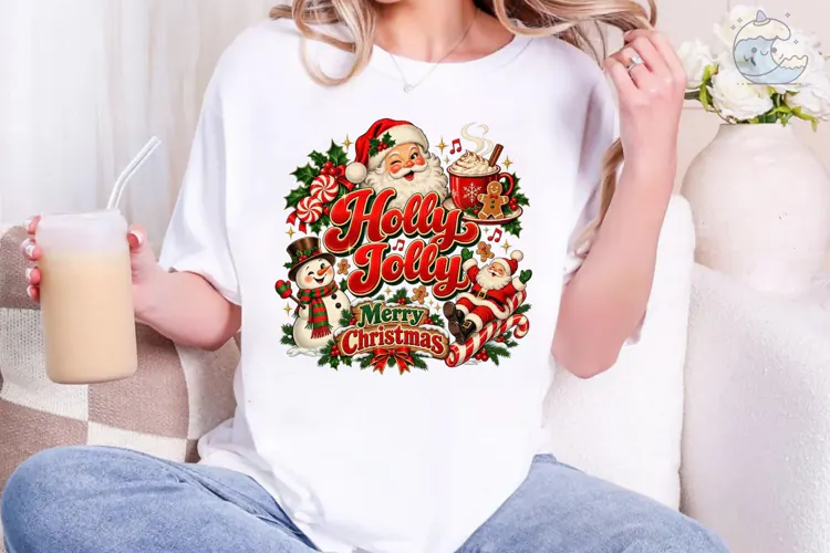 Holly Jolly Merry Christmas PNG Shirt De