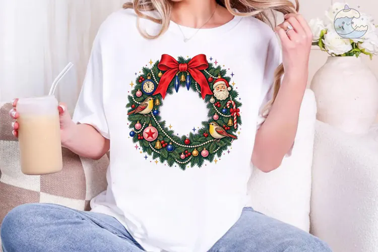 Christmas Wreath PNG Sublimation Shirt D
