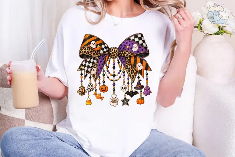 Halloween Bow Charm PNG Sublimation Desi