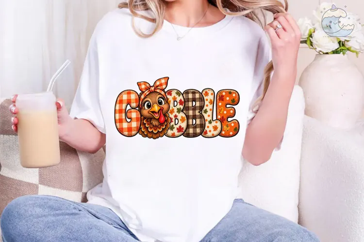 Gobble Fall Turkey PNG Sublimation Desig