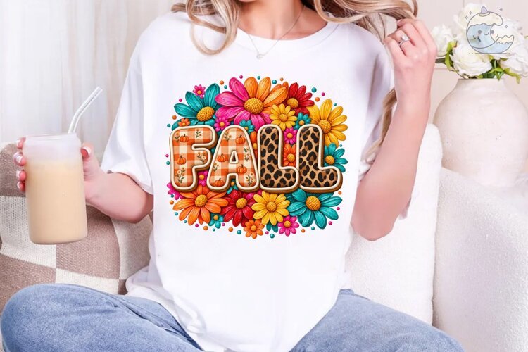 Fall Vibes Floral PNG Sublimation Design example image 1