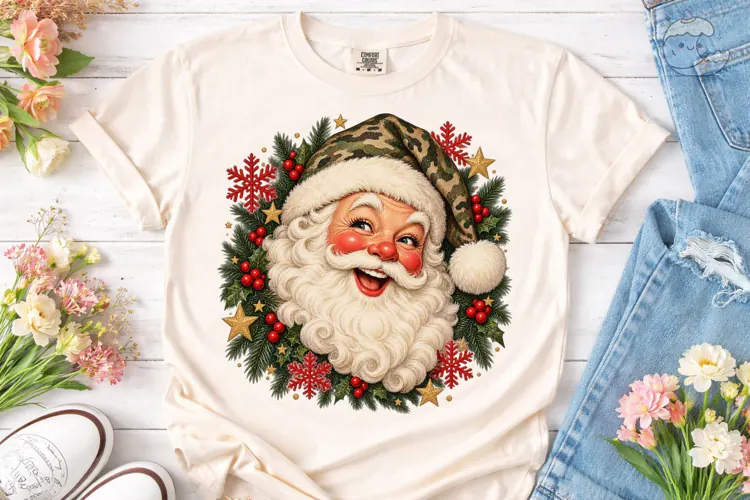 Jolly Santa Face Christmas PNG Sublimati