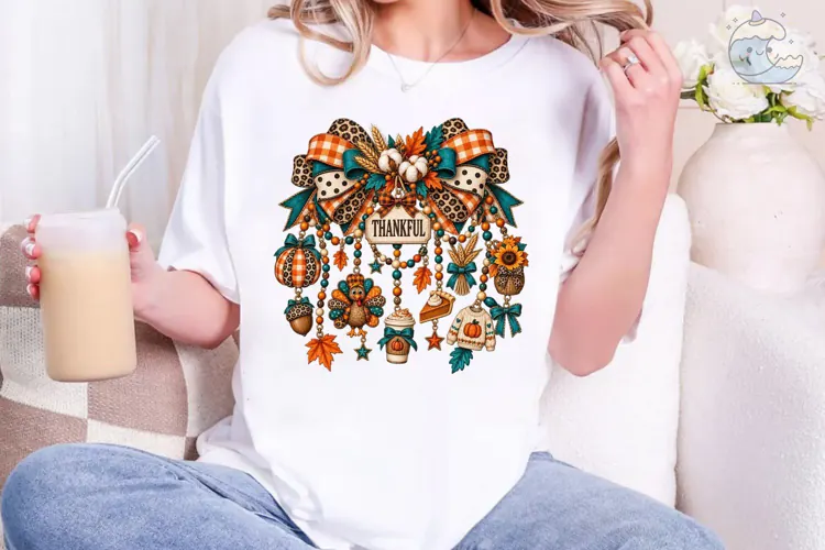 Thankful Fall Wreath PNG Sublimation Des