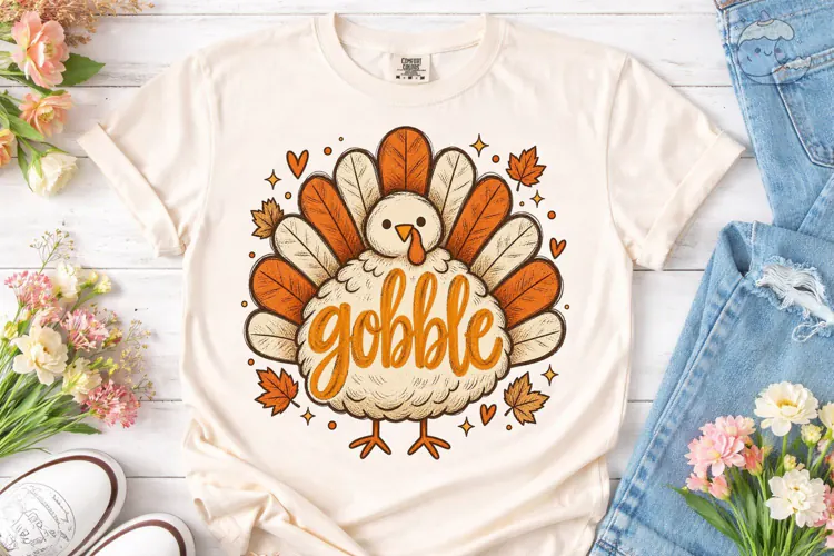 Gobble Turkey Fall PNG Sublimation Desig