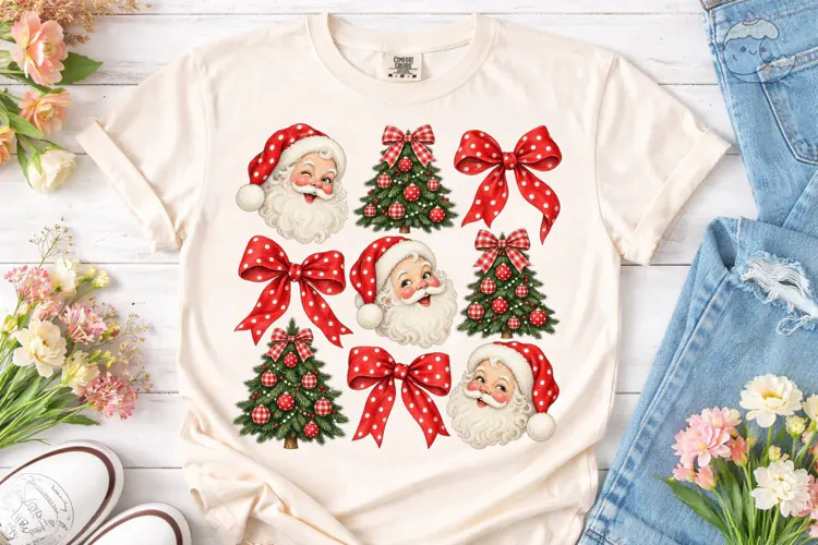 Vintage Christmas Santa PNG Shirt Design