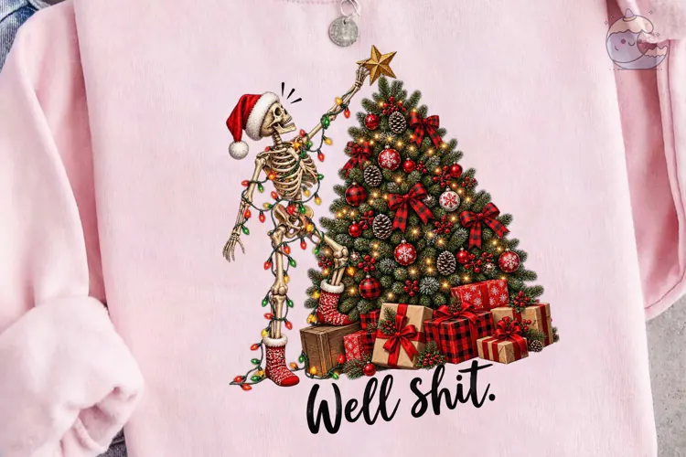 Well Shit Skeleton Christmas PNG Shirt