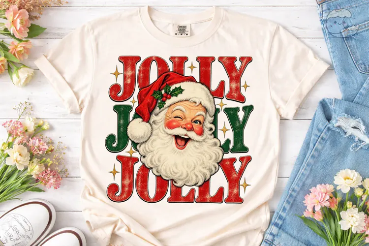 Jolly Joy Santa PNG Sublimation Design