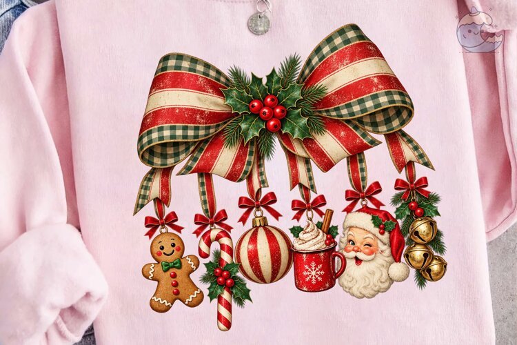 Christmas Bow Ornaments PNG Sublimation example image 1