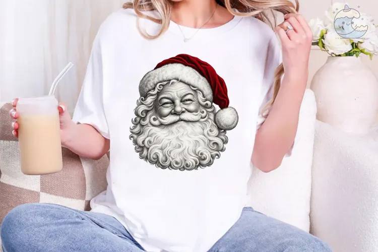 Santa Face PNG Sublimation Shirt Design