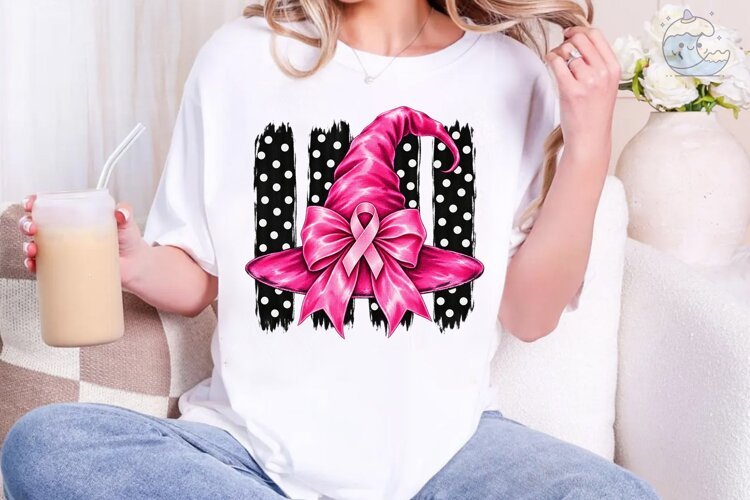 Pink Witch Hat Bow PNG Sublimation Desig example image 1
