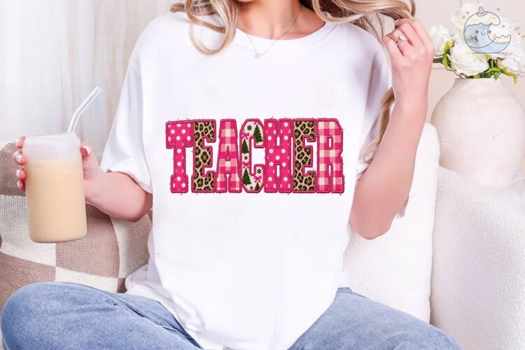 Teacher Leopard Pink PNG Sublimation Des example image 1