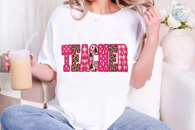 Teacher Leopard Pink PNG Sublimation Des