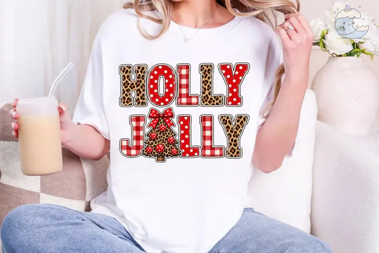 Holly Jolly Leopard Christmas PNG Sublim
