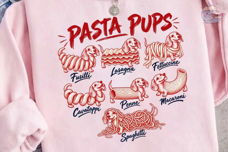 Pasta Pups PNG Sublimation Shirt Design