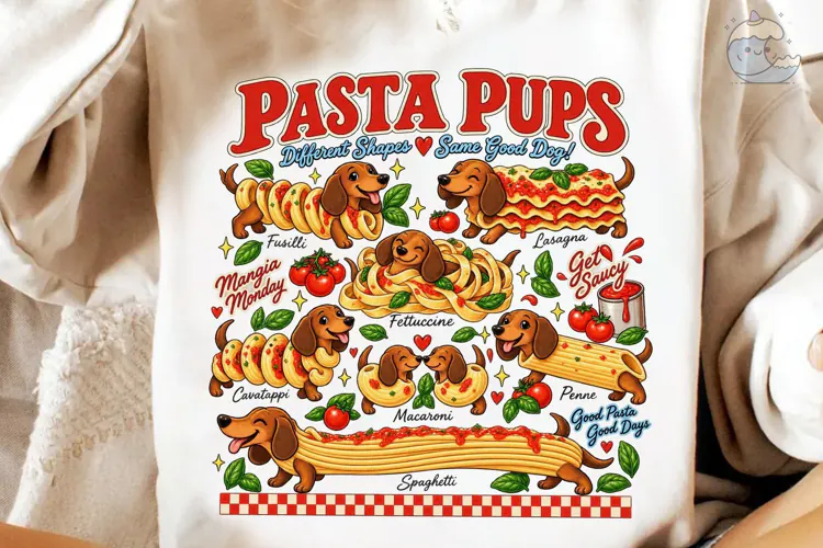 Pasta Pups Dog PNG Sublimation Design
