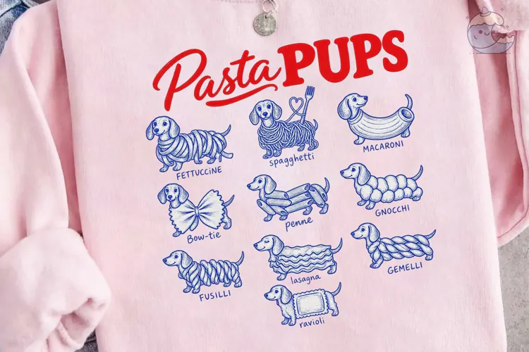 Pasta Pups Dachshund PNG Sublimation Des