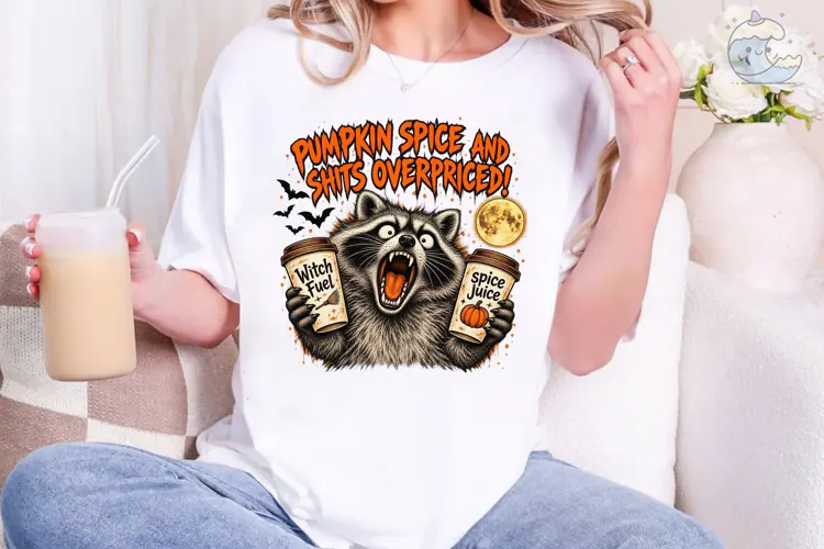 Pumpkin Spice Raccoon PNG Sublimation De