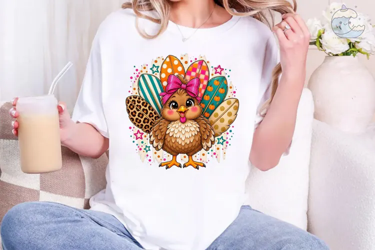 Cute Chicken Bow PNG Sublimation Design